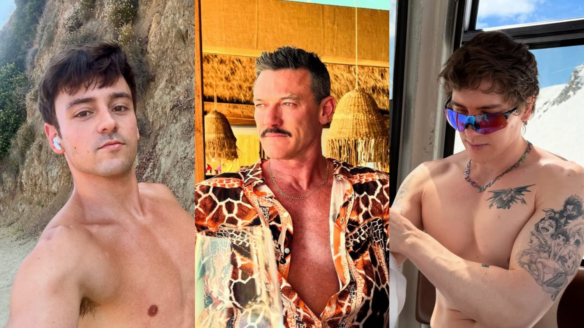 left Tom Daley, middle Luke Evans and on the right Cody Fern