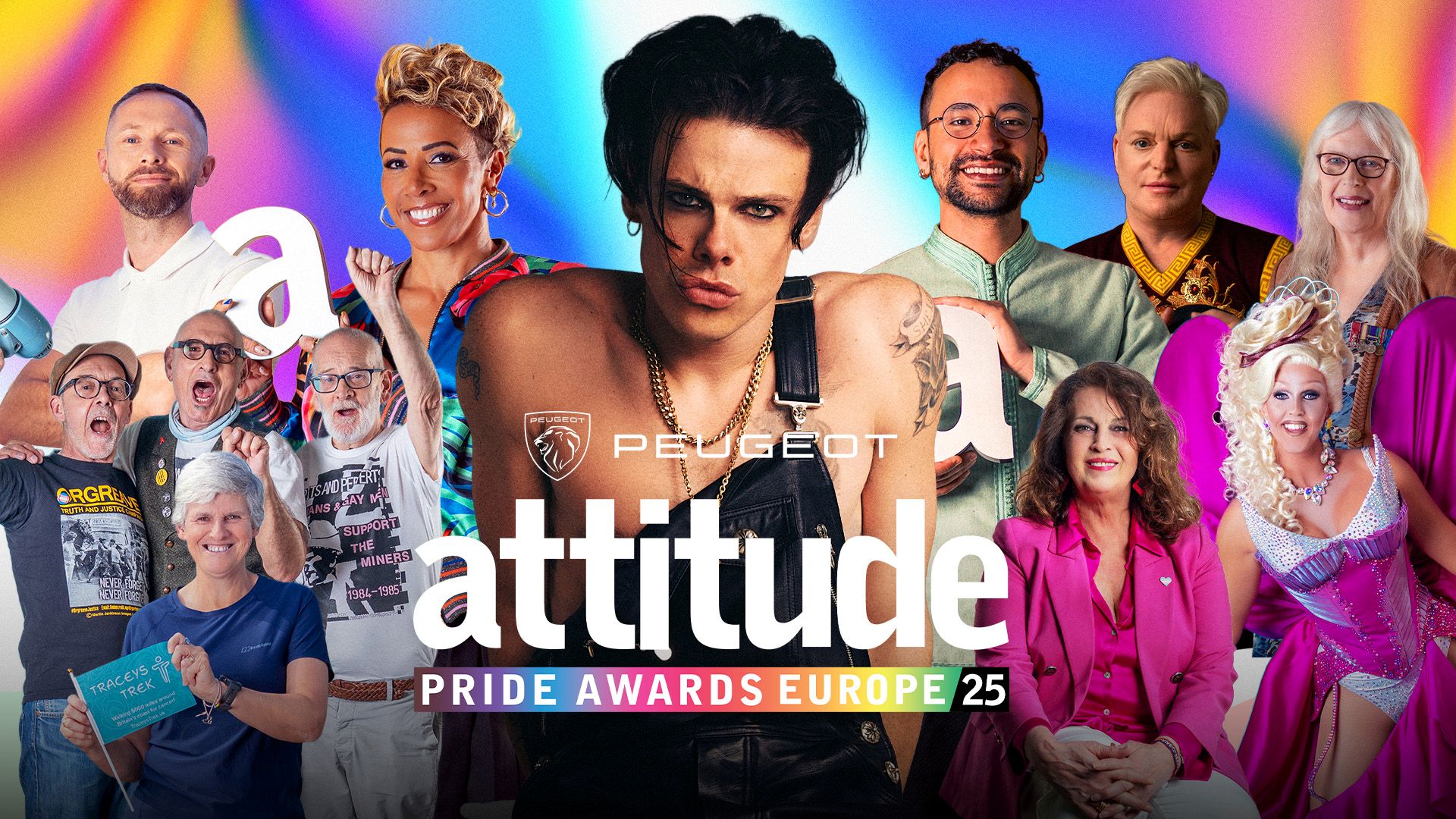 A collage of 10 people with the Attitude Pride Awards logo