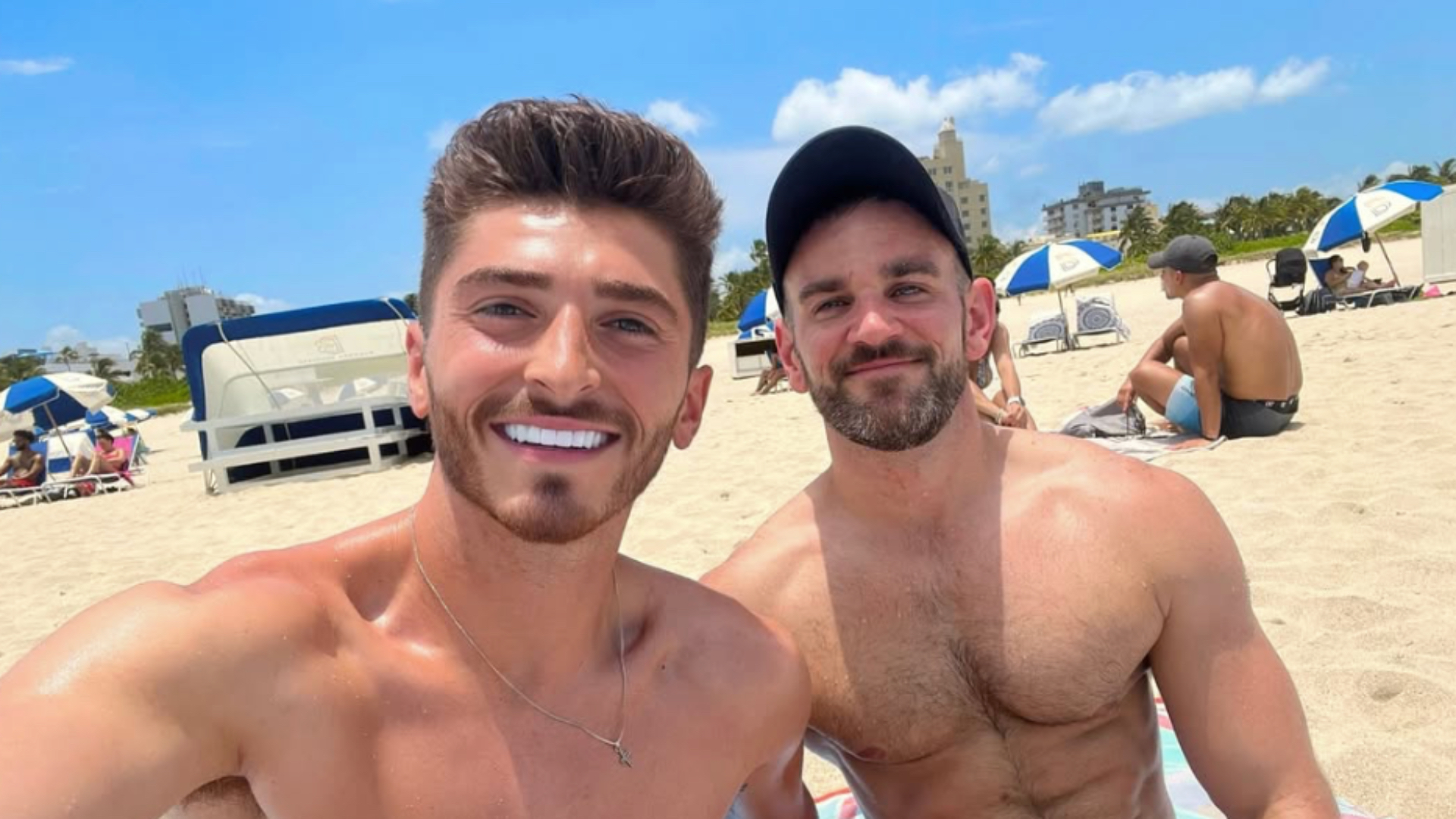 Joshua Cavallo and Leighton Morrell on the beach