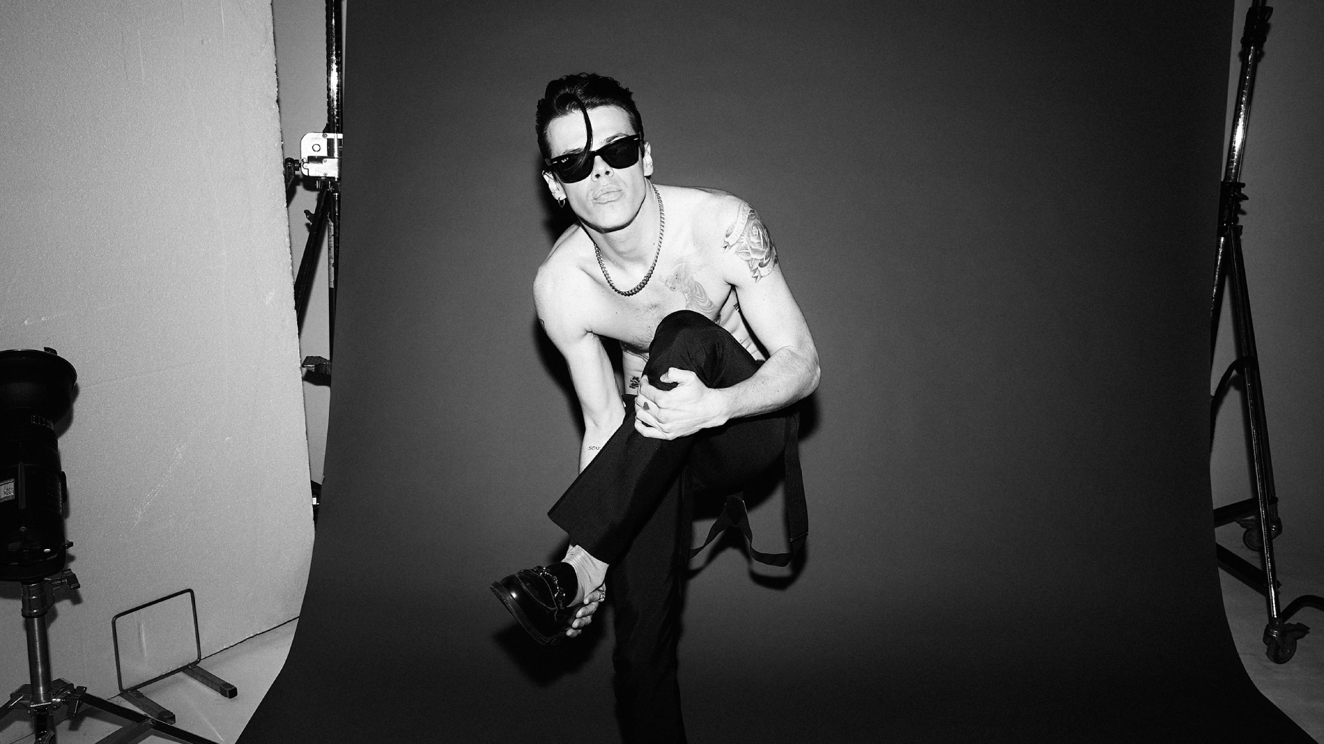 Yungblud topless at the Attitude cover photoshoot