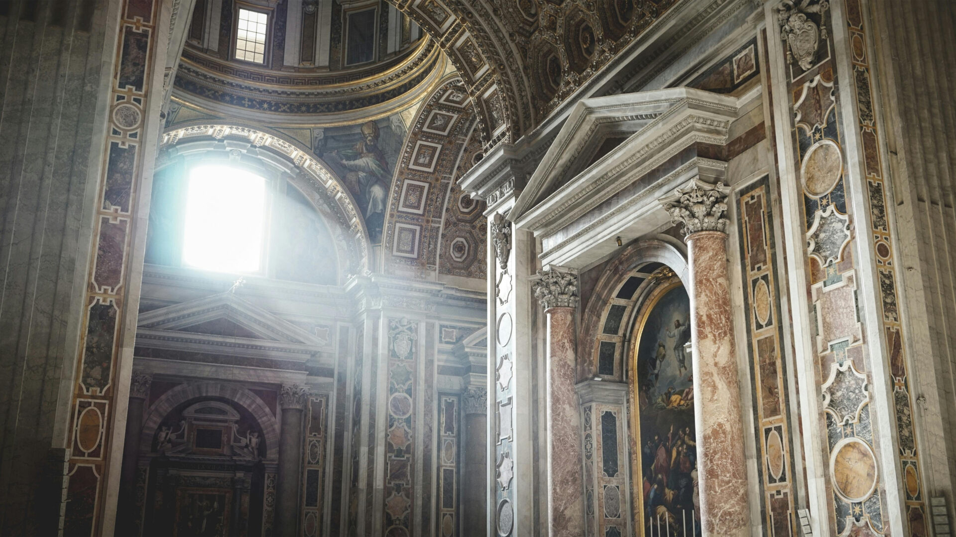 Light shining through a church window