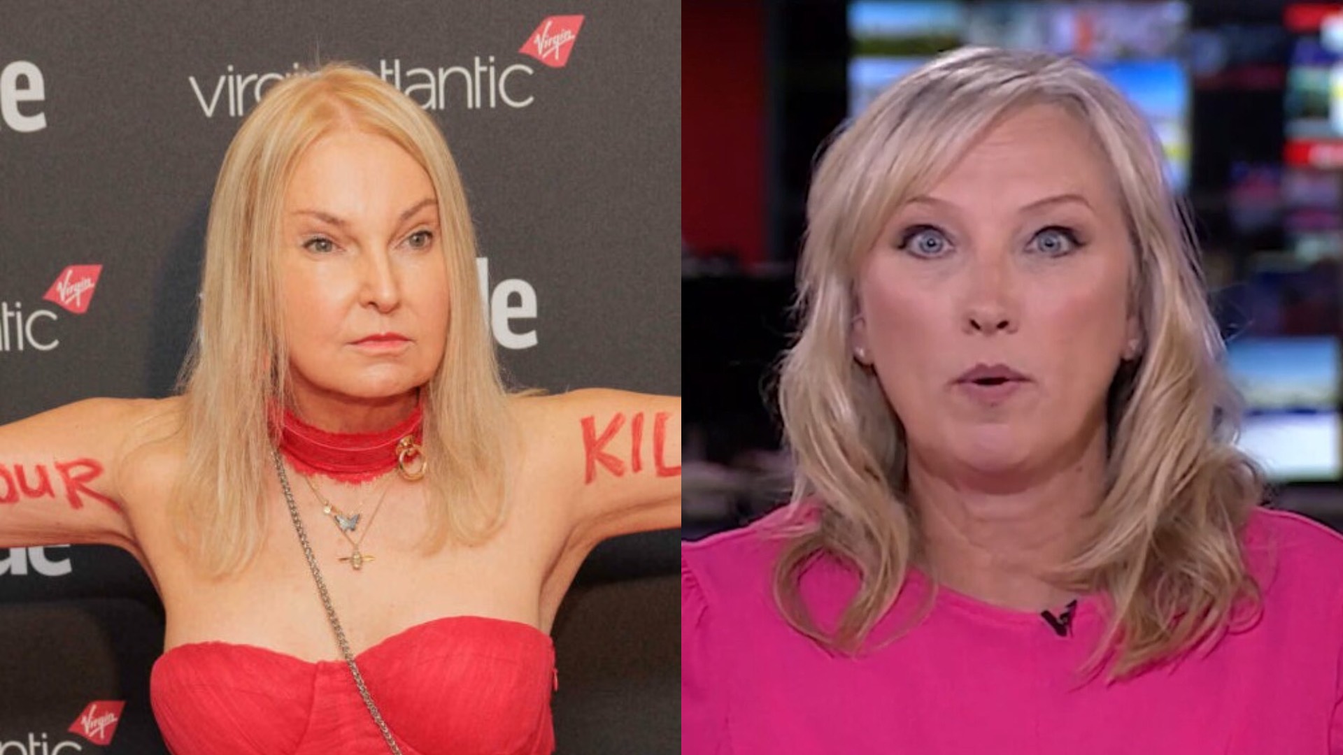 India Willoughby on the left and BBC News anchor Martine Croxall (Image: Attitude/Kit Oates/BBC)
