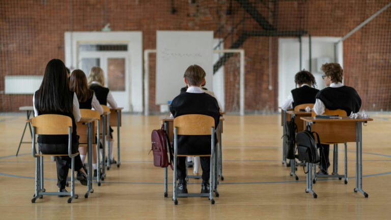 Pupils sitting at desks