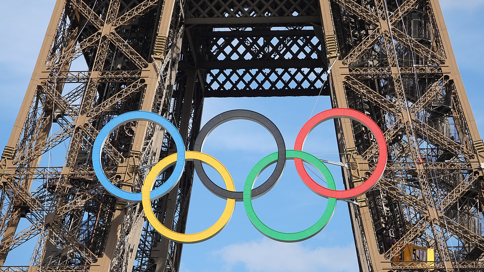 Olympic rings on the Eiffel Tower, Paris 2024