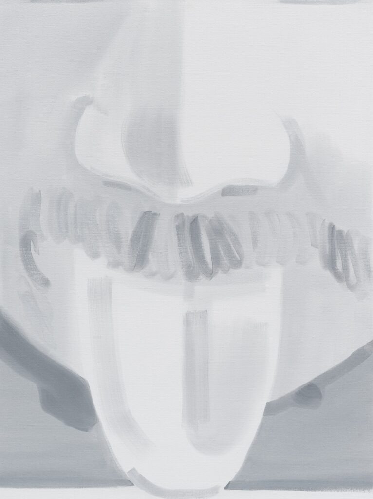 Lick 2, 2021, Oil on Linen, 40 x 30 inches (101 x 76 cm) - depicting a moustached man licking something