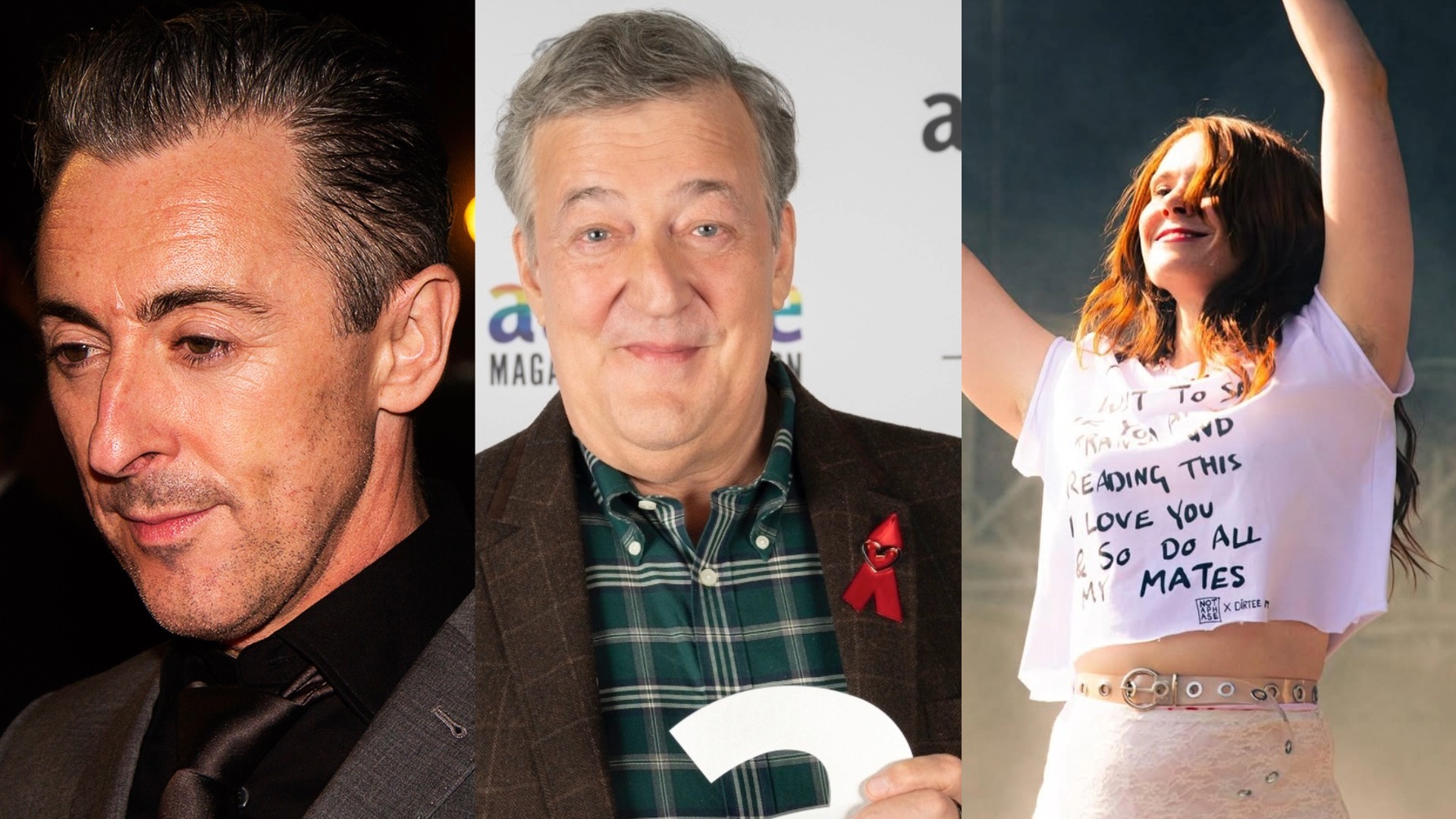 Alan Cumming, Stephen Fry and Kate Nash seen in a collage