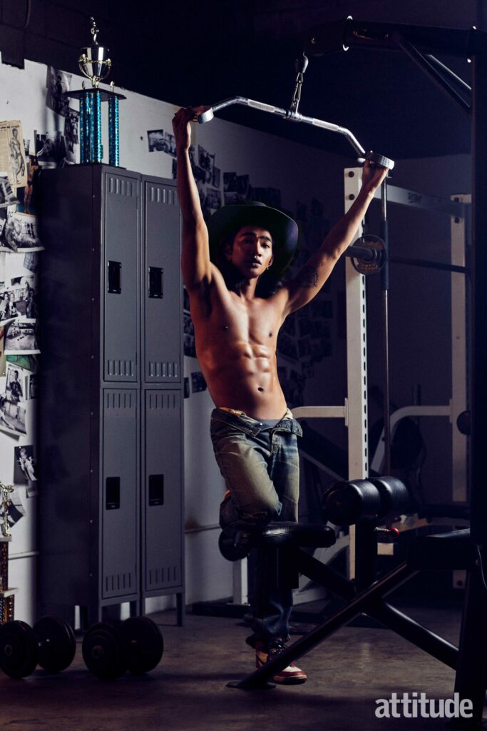 Bretman Rock lifts weights at the gym