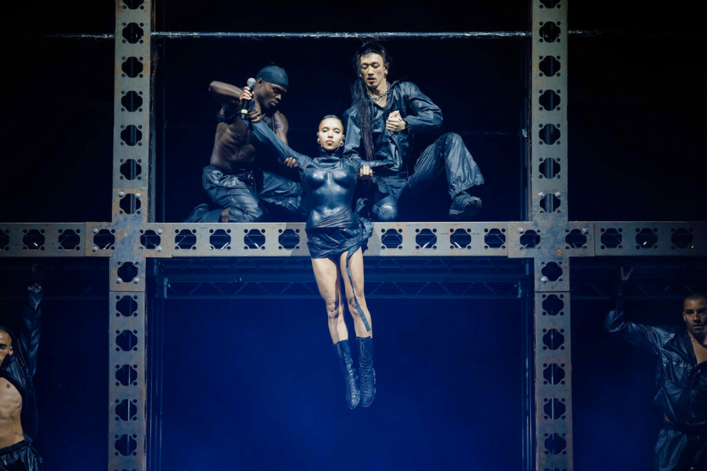 FKA Twigs at Flow Festival 2025 in a black leather outfit