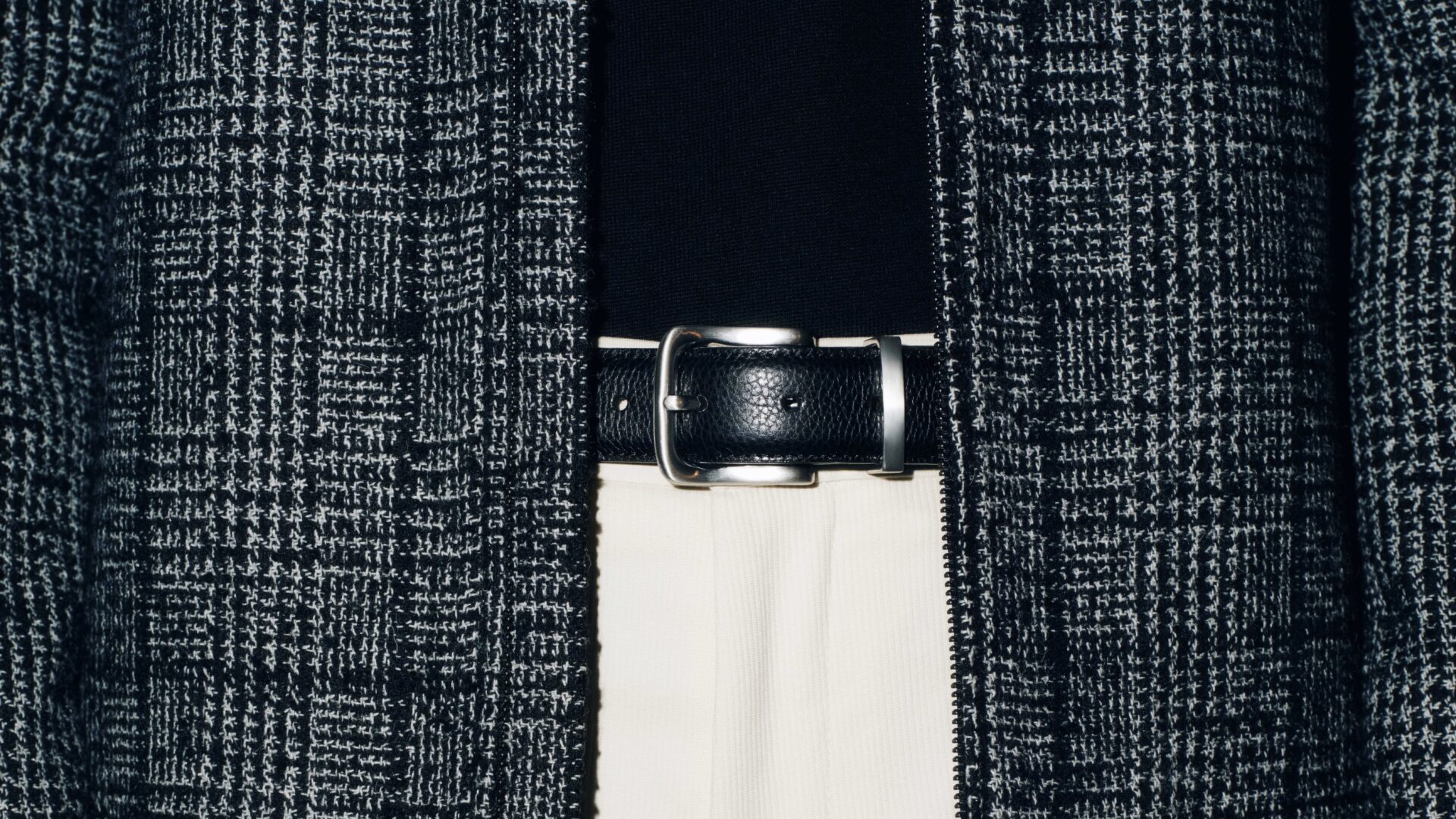 Close-up image of a black leather belt from the M&S Autograph autumn/winter 2025 collection.