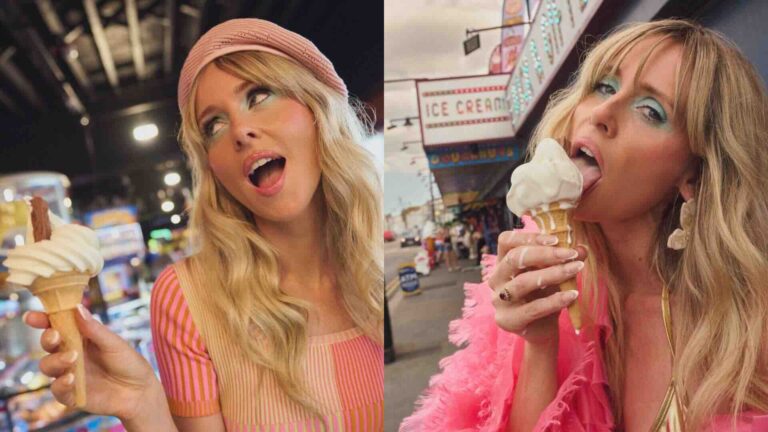 Diana Vickers posed with ice cream