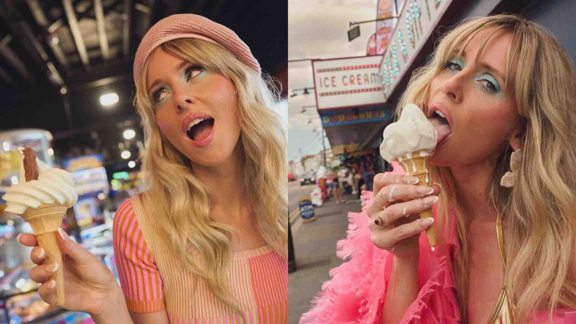 Diana Vickers posed with ice cream