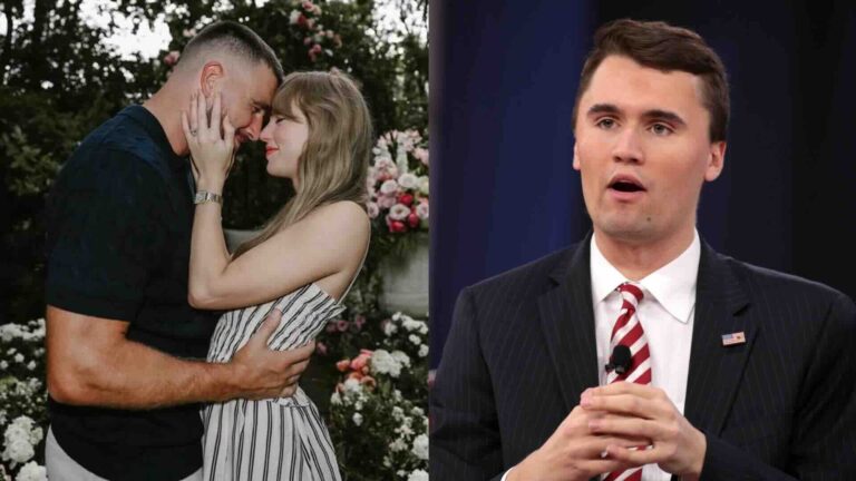 Taylor Swift and Travis Kelce twinned with Charlie Kirk