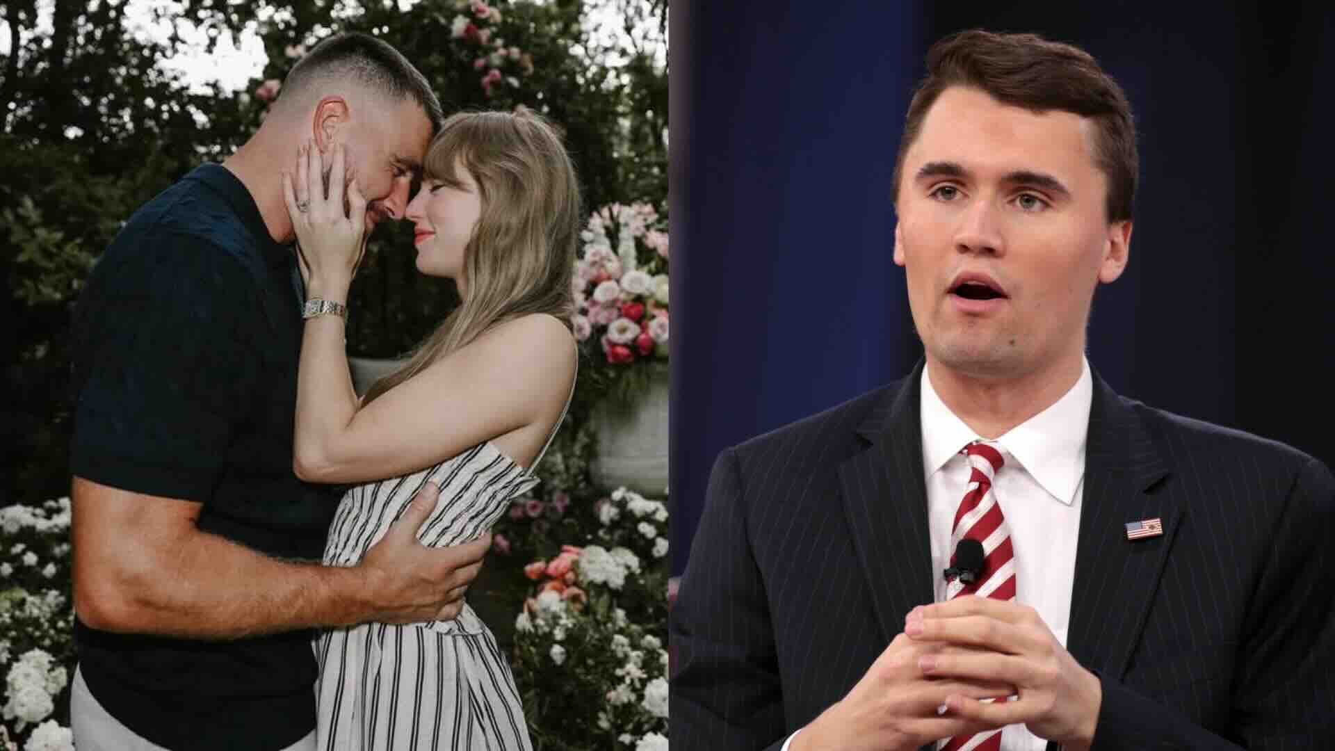 Taylor Swift and Travis Kelce twinned with Charlie Kirk