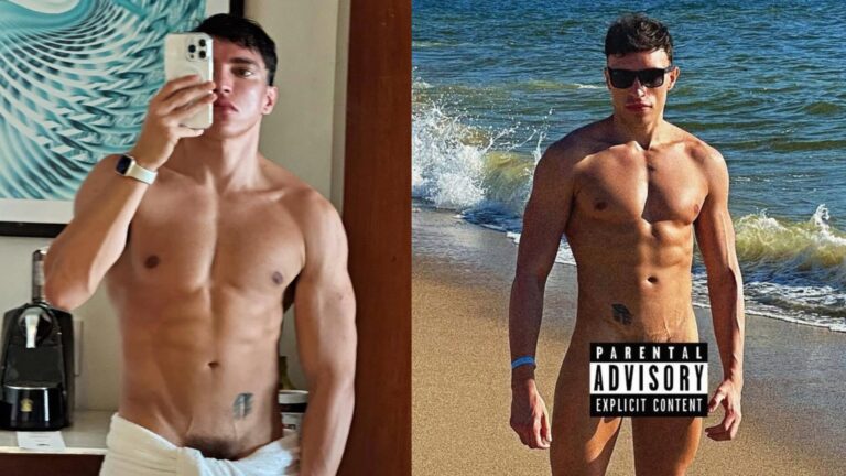 Franek Skywalker poses shirtless
