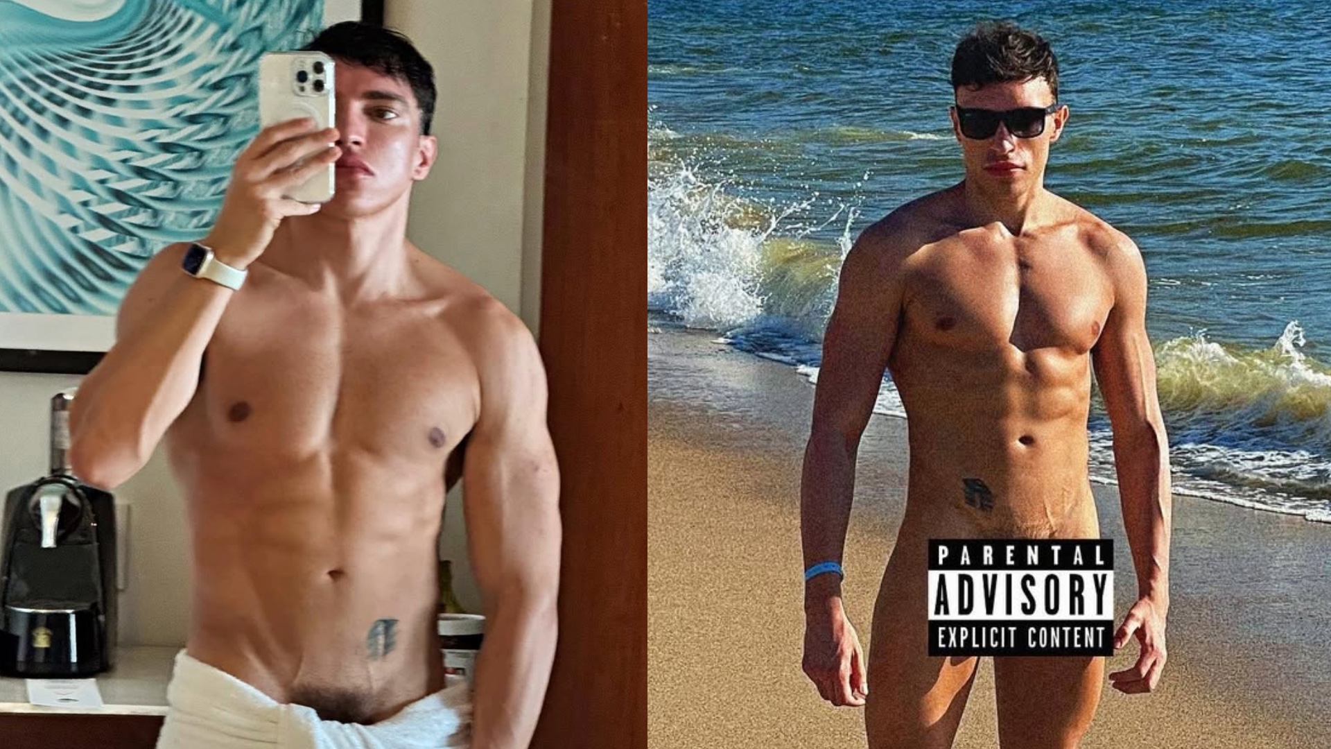 Franek Skywalker poses shirtless
