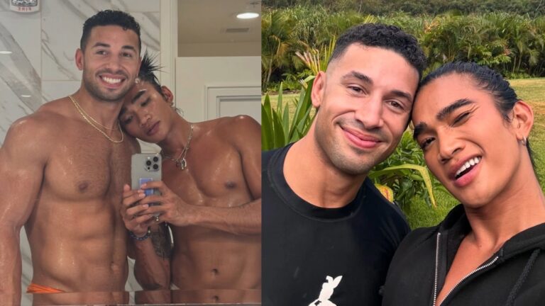 Bretman Rock and Justice Fester pose for selfies, shirtless and clothed.