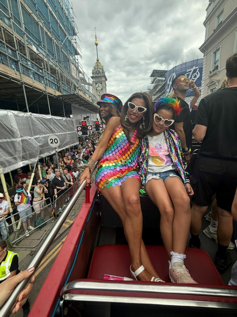 Panthea Parker and her daughter Sienna attending Brighton Pride