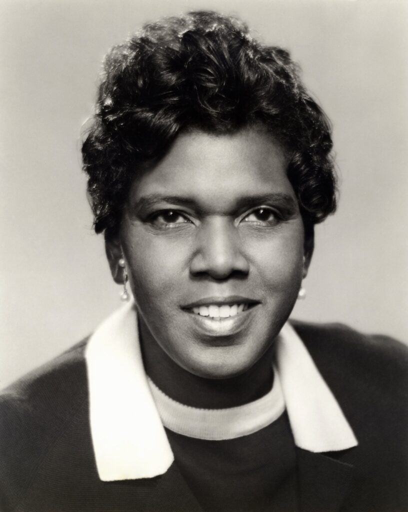 head and shoulders of Barbara Jordan, black and white