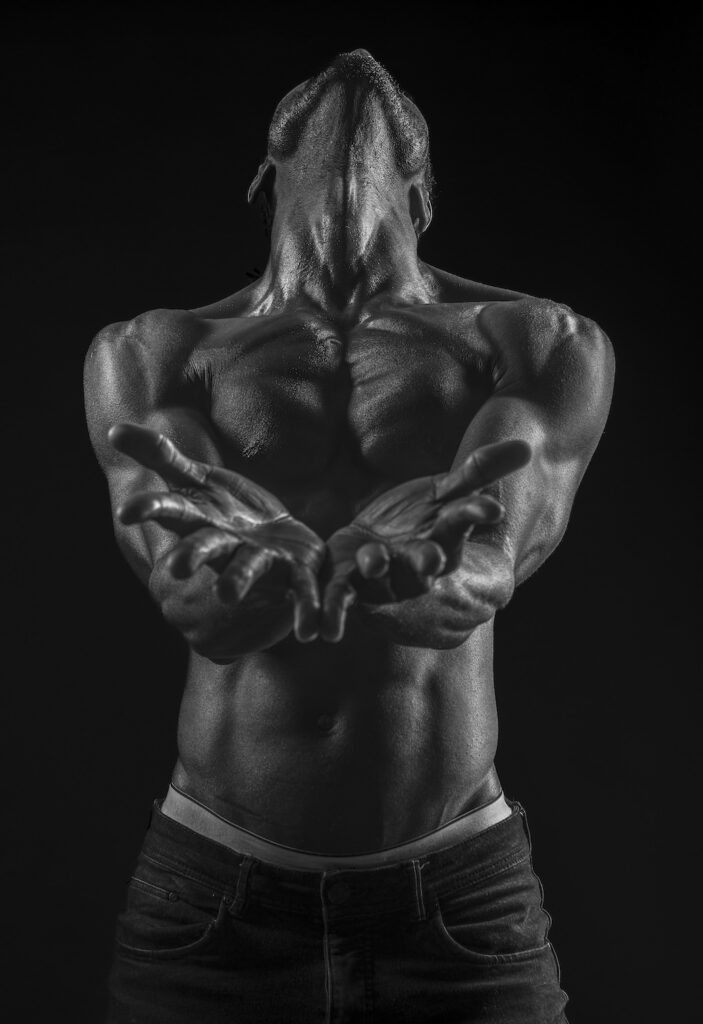 The body leans back, arms open, head surrendered to the sky. No words are spoken, yet the body confesses burnout, release, and defiance. In this moment, control dissolves, and the figure allows himself to exist fully in his truth. Healing begins not with perfection or performance, but in presence, honesty, and surrender to vulnerability.