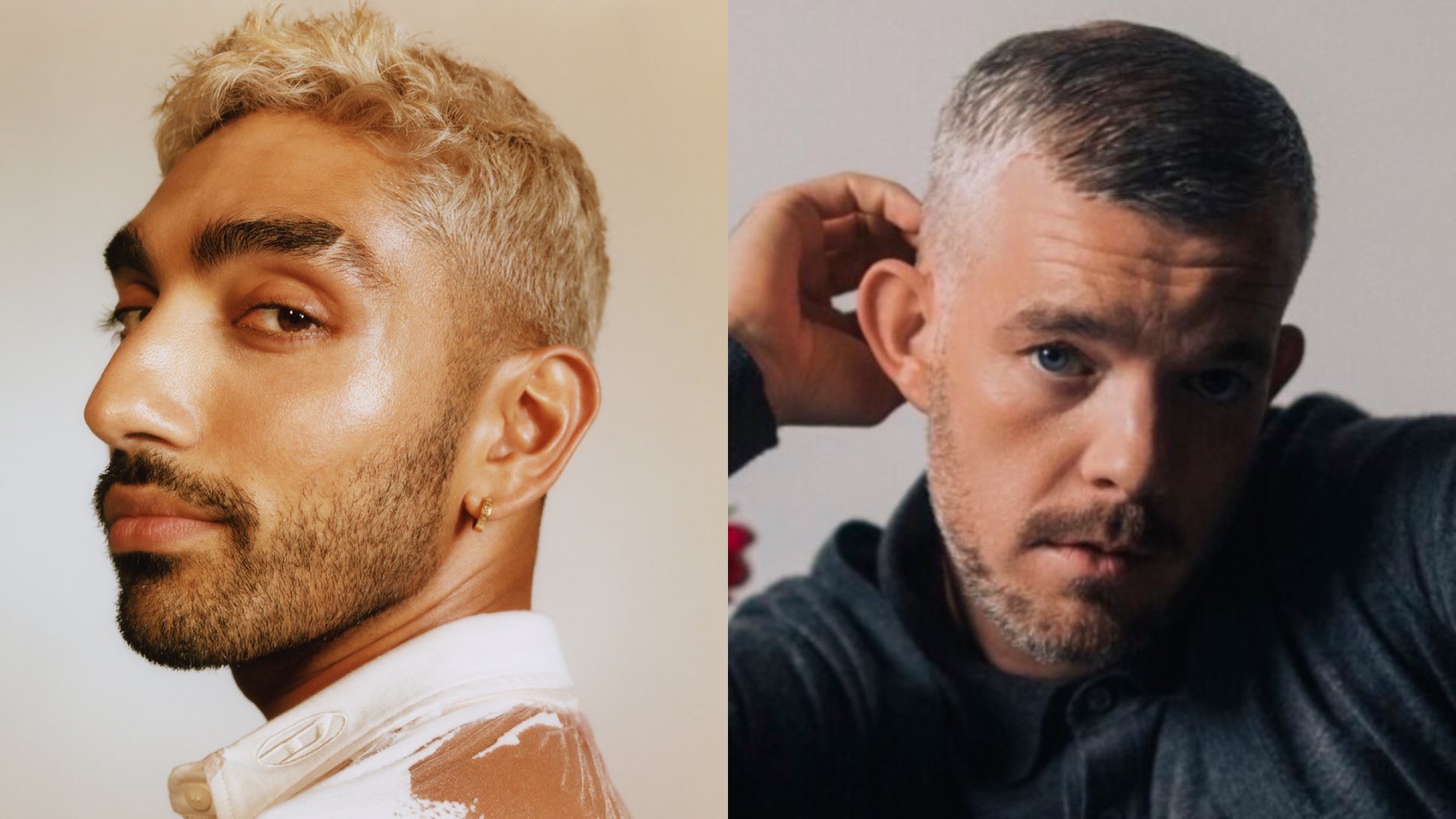 On the left Mawaan Rizwan and Russell Tovey on the right