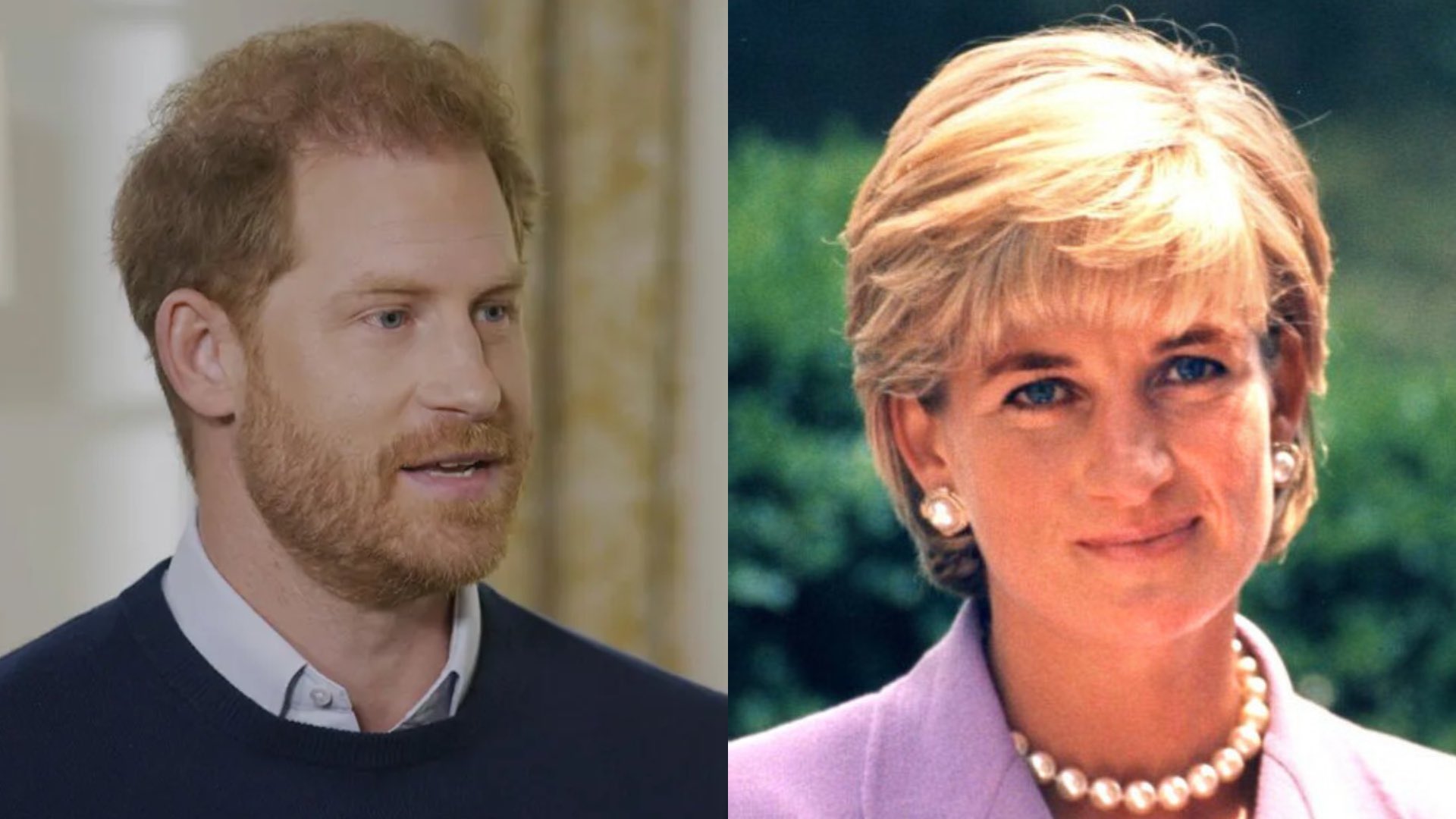 Prince Harry looking at Princess Diana