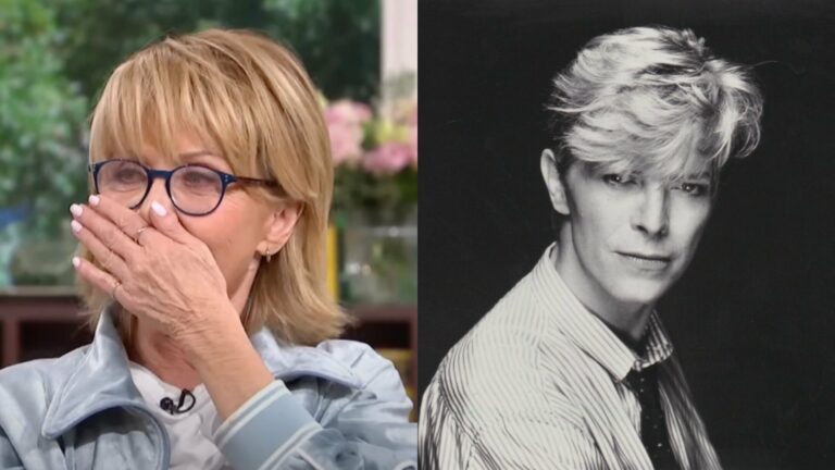 Lulu with her hand over her mouth on the left and David Bowie on the right