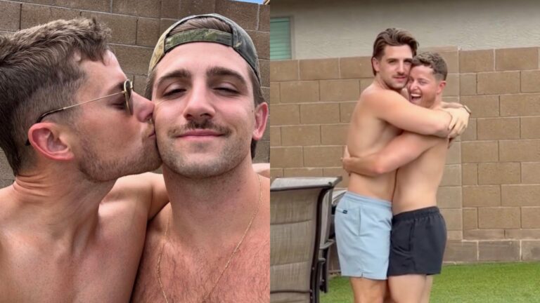 Sawyer Hemsley and Antonio Bruno shirtless kissing and hugging