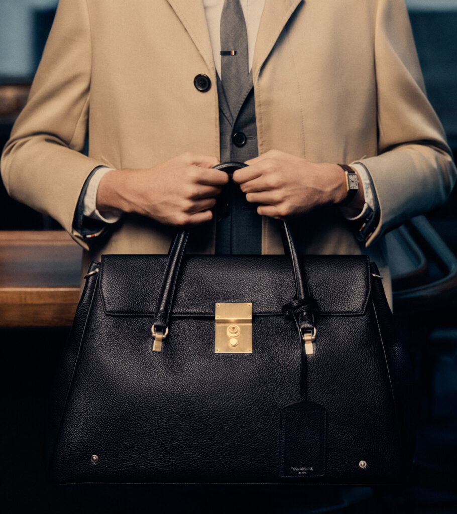 Close-up image of the Thom Browne Bolton Bag