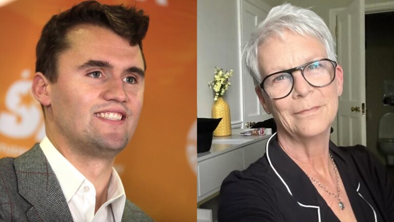 Charlie Kirk and Jamie Lee Curtis