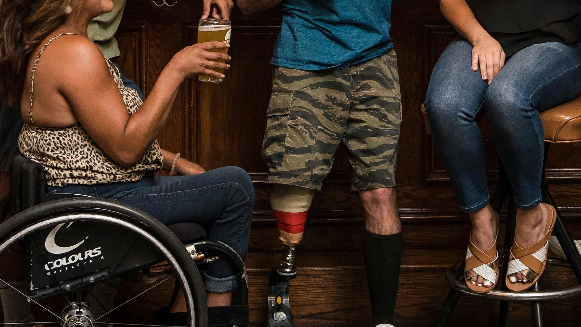 Wheelchair user in a pub