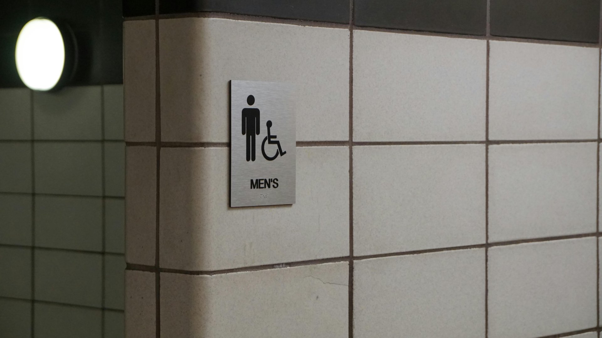 Mens and disabled public toilet sign
