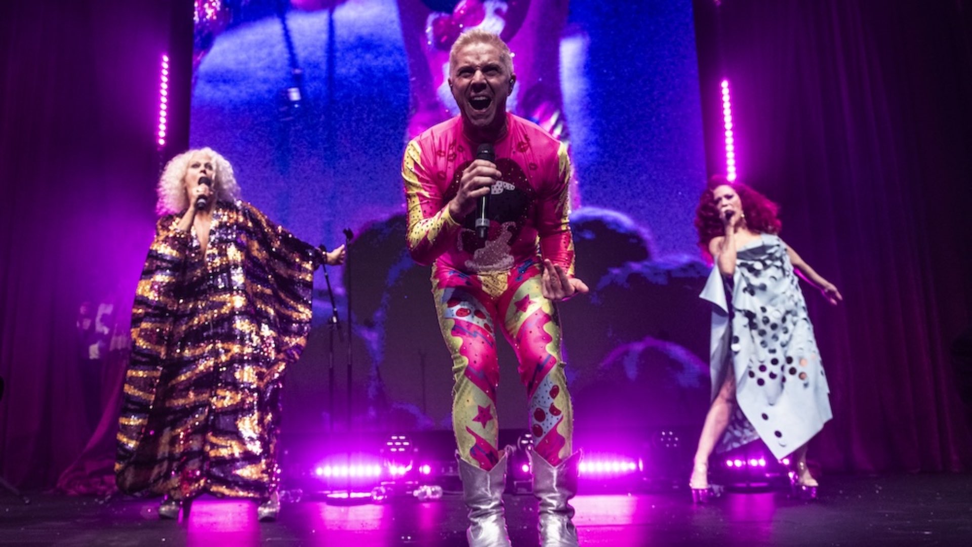 Scissor Sisters band members performing on the Attitude Awards stage