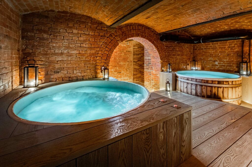 The hot tubs in the smugglers' tunnels at the Harbour Hotel Brighton