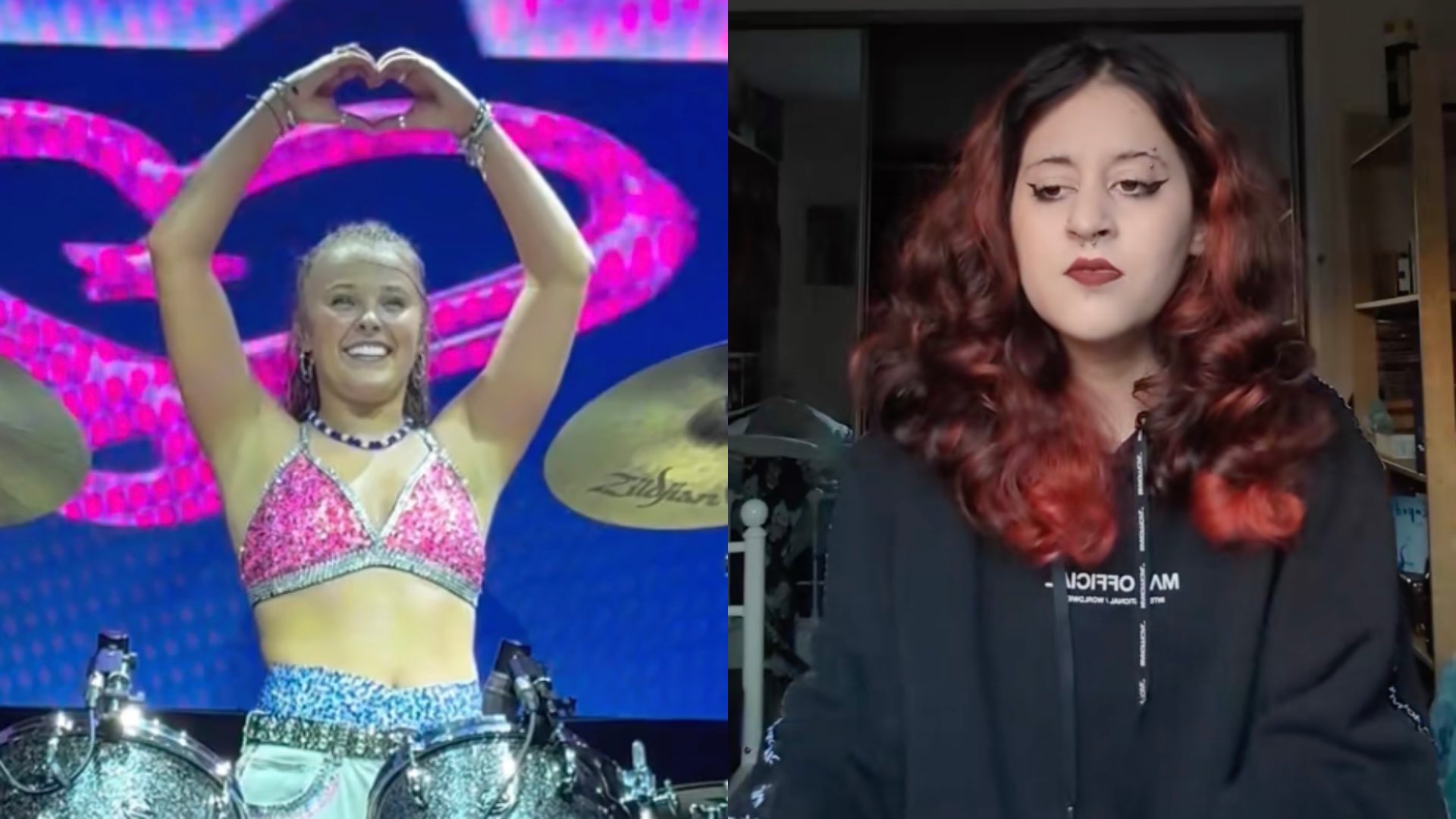 JoJo Siwa on the left and her fan who got kicked out on the right
