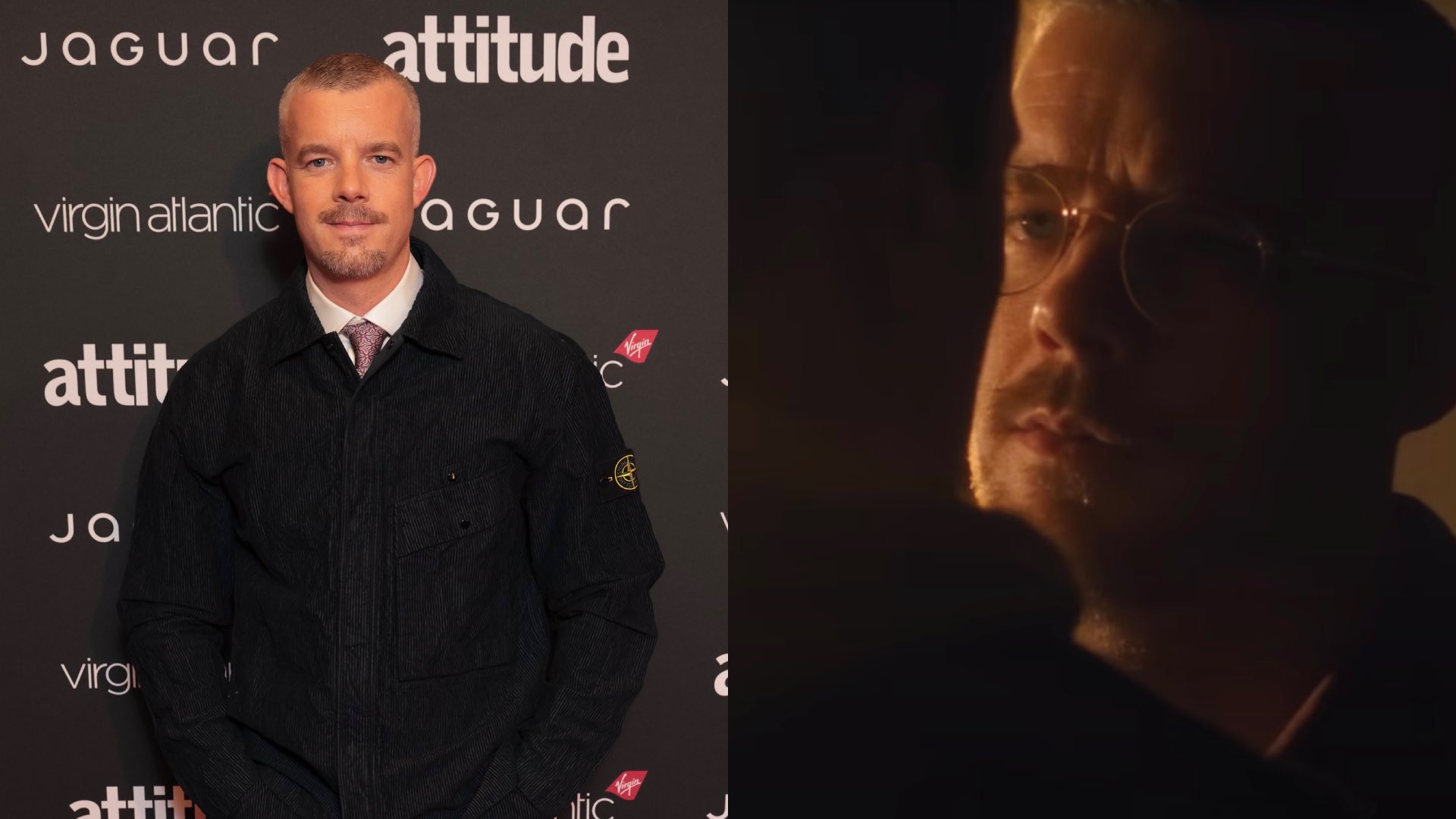 Russell Tovey on the red carpet of the Attitude Awards and in a scene in Plainclothes film