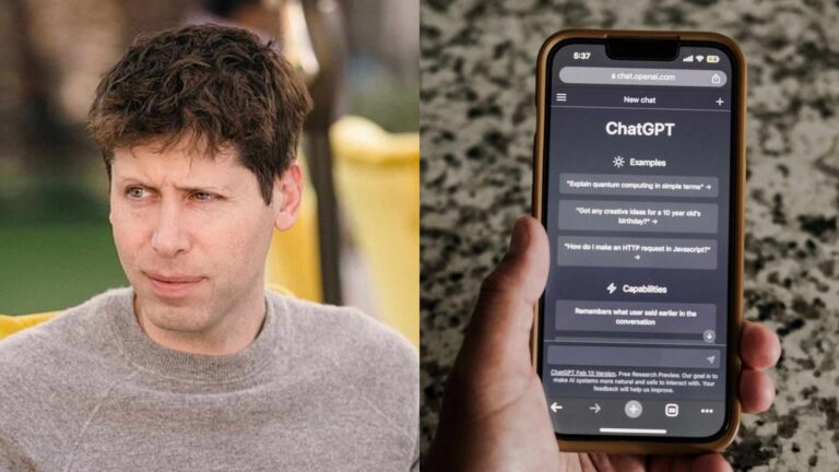 ChatGPT CEO Sam Altman on the left and the application on the right