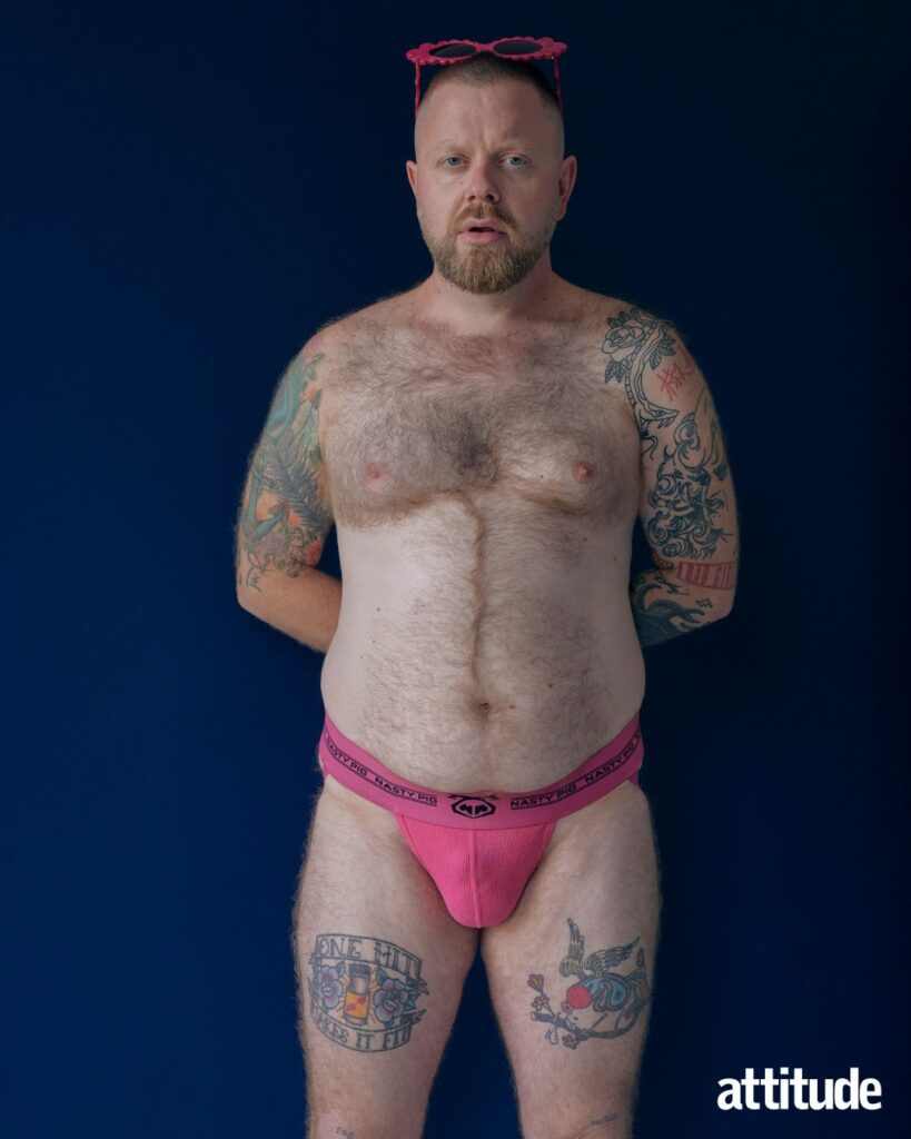 Ginny Lemon wearing a pink jock strap