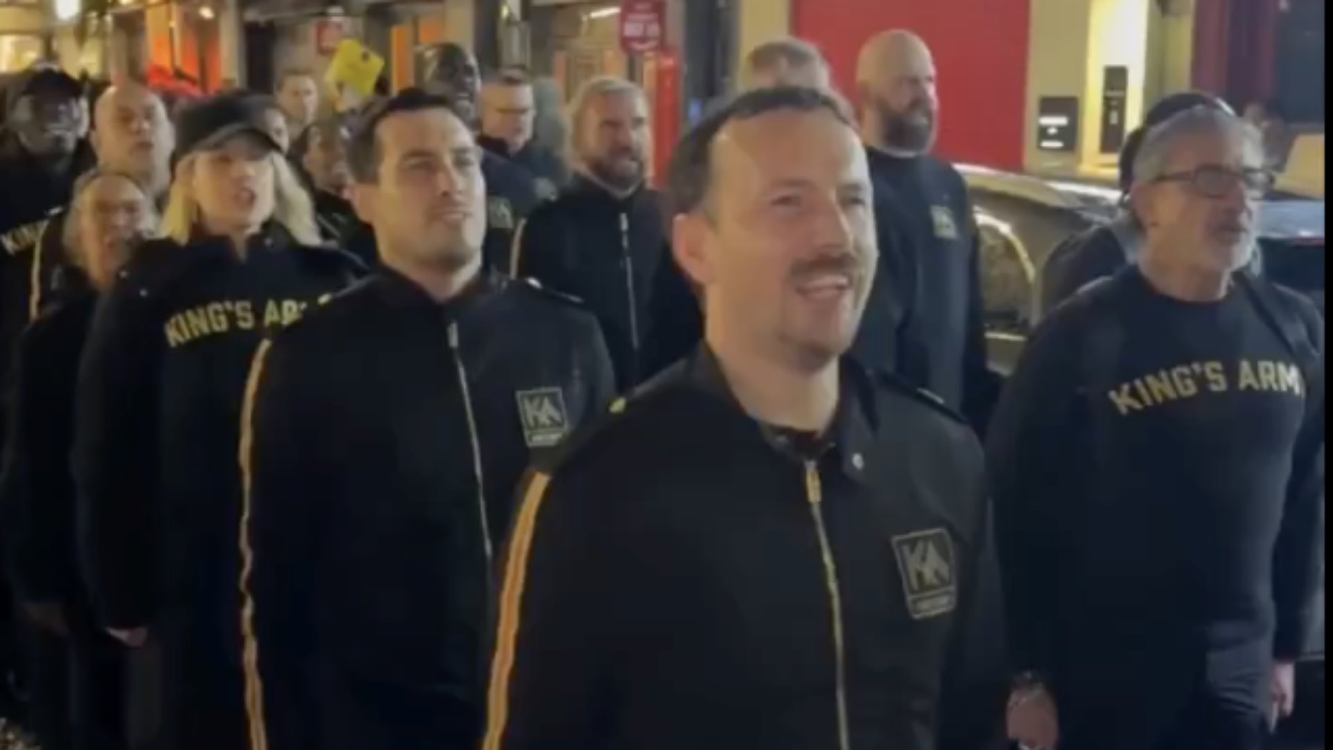 The King’s Army protesting in Soho