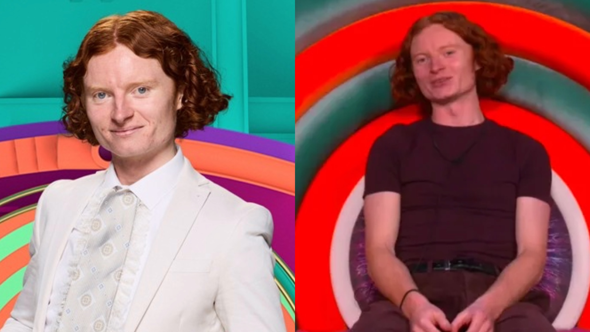 Big Brother's George posed and in the diary room