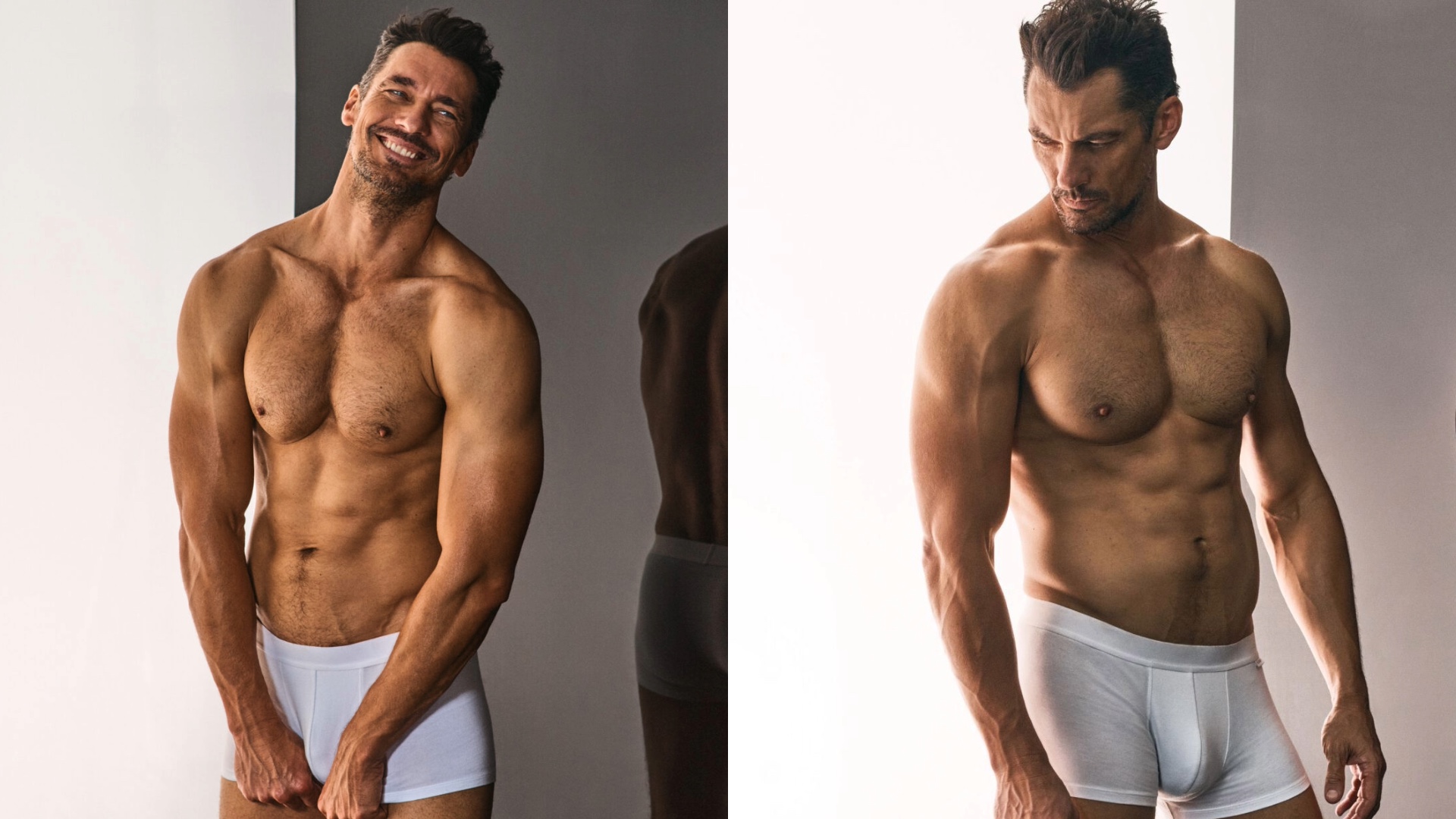 Shirtless David Gandy for the campaign of the David Gandy Wellwear ultimate trunk