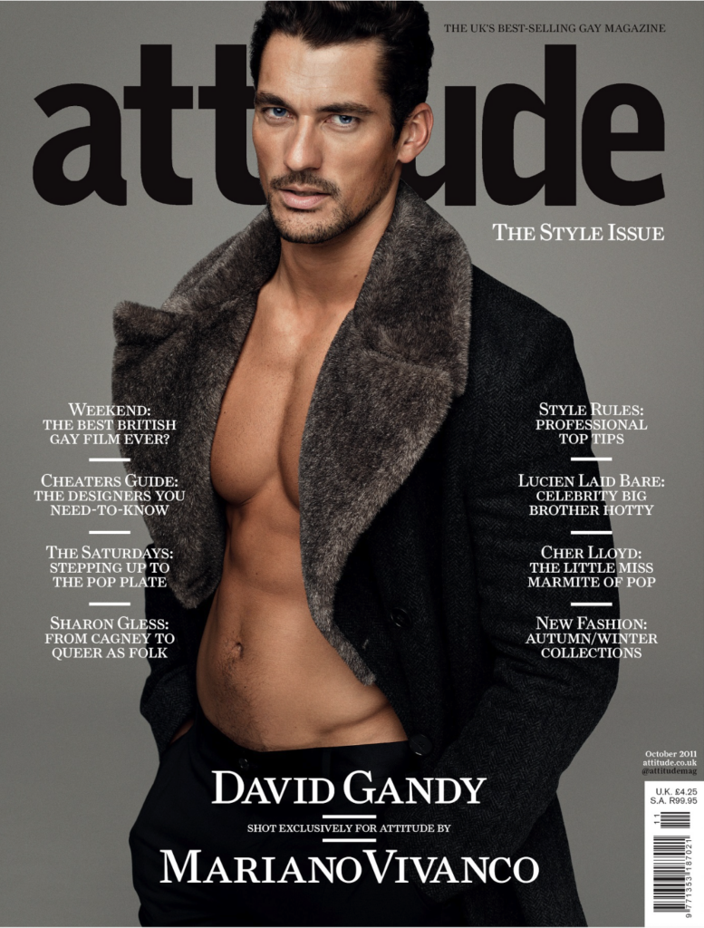 The cover of Attitude magazine October 2011 featuring model David Gandy.
