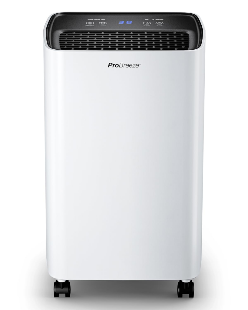 A white Pro Breeze 12L Dehumidifier