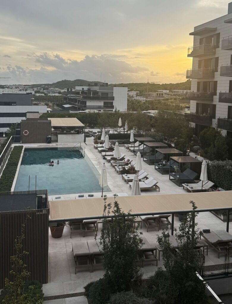 The view of the pool from our balcony at Sabátic Sitges