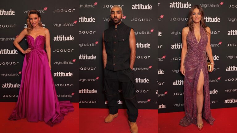 Dannii Minogue, Mawaan Rizwan and Liz Hurley (Images: Attitude/Kit Oates)