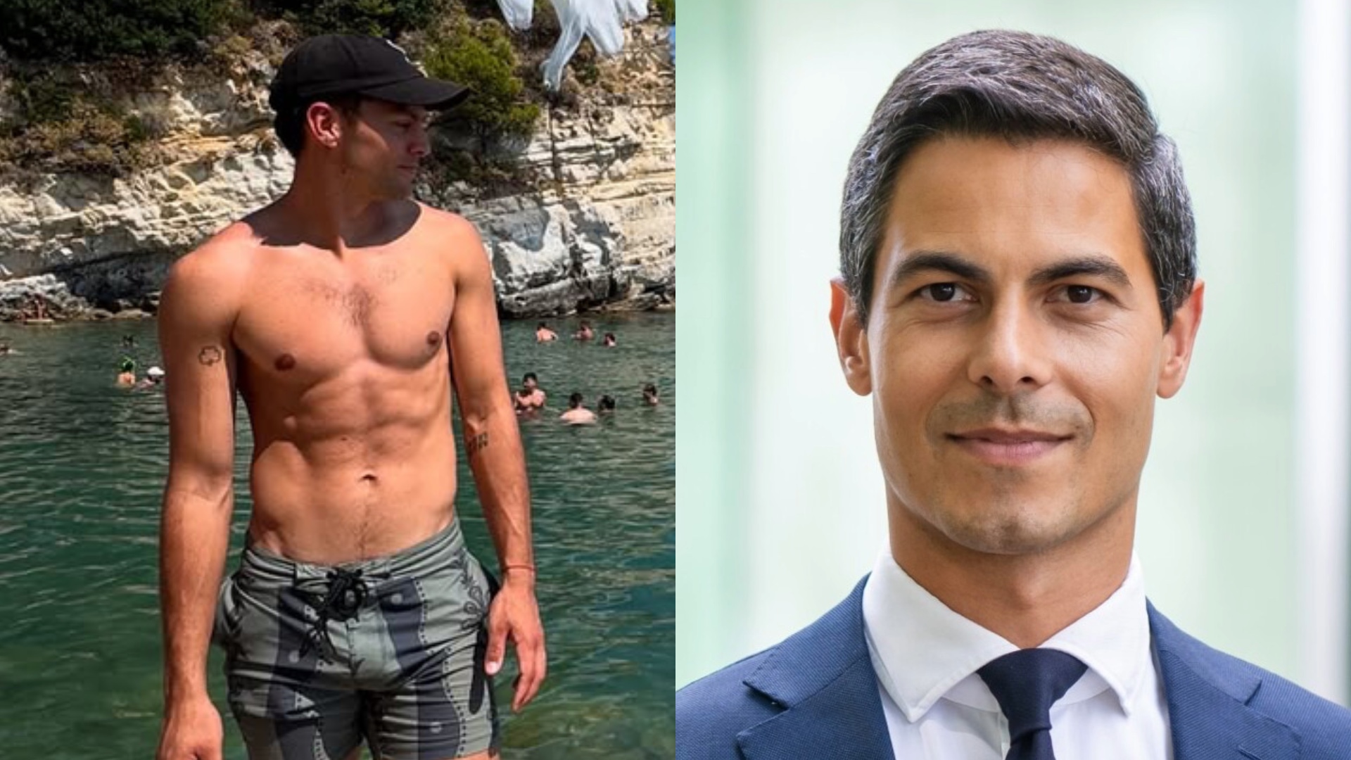 Rob Jetten shirtless, twinned with headshot