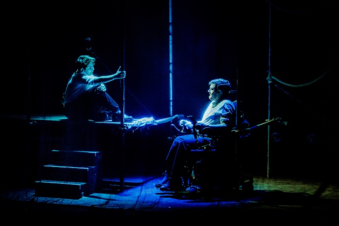 Transpose: SUBVERSE performers, one in a wheelchair, the other sat opposite them