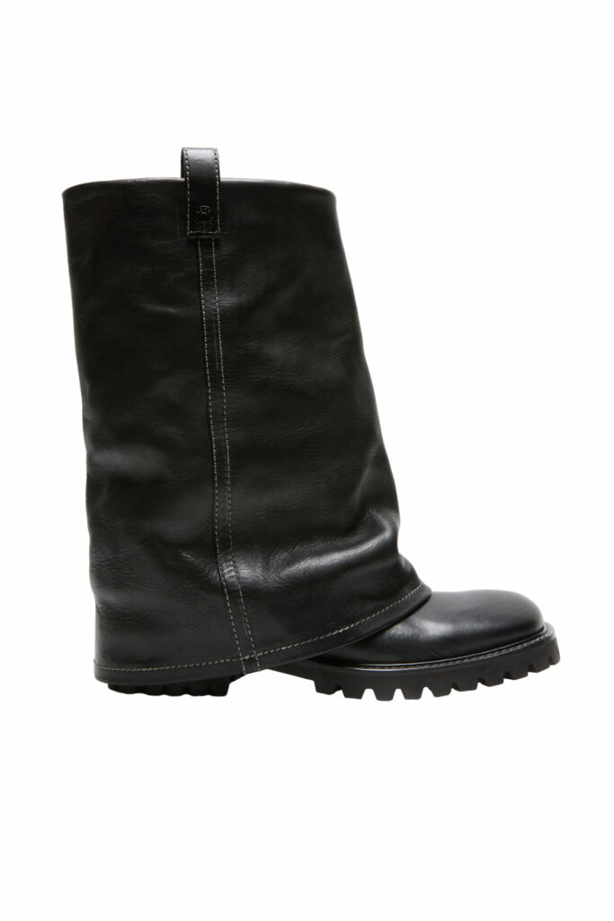 Product shot of Acne Folded leather boots featured in Attitude's 2025 luxury gift guide