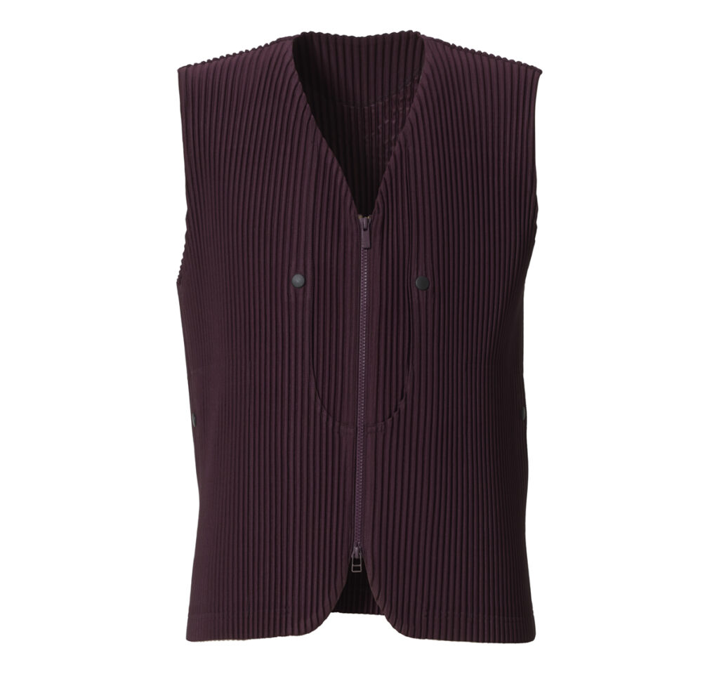 A product shot of the Homme Plissé Quarry Vest from Issey Miyake 