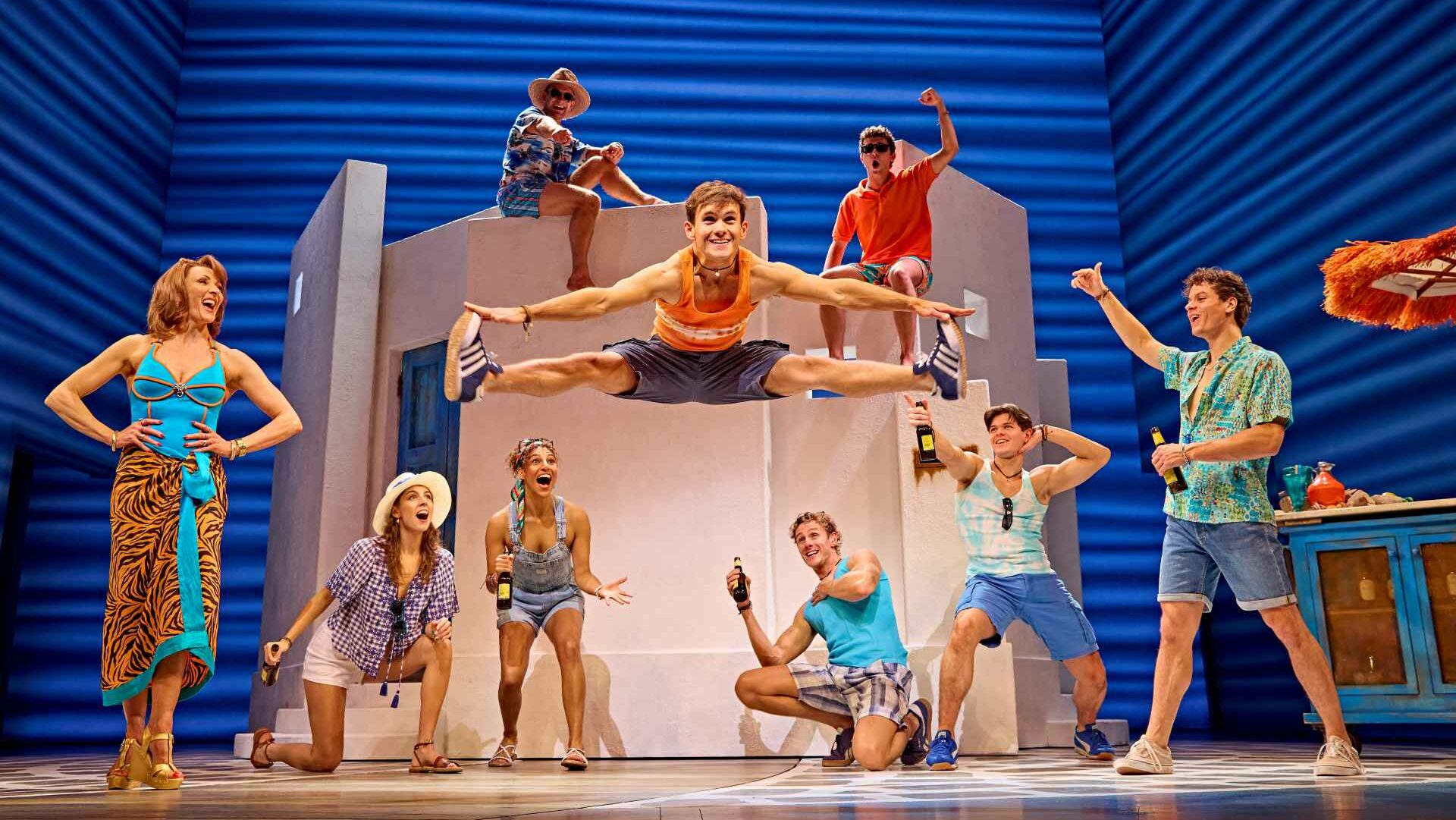 Performers on stage at MAMMA MIA in London