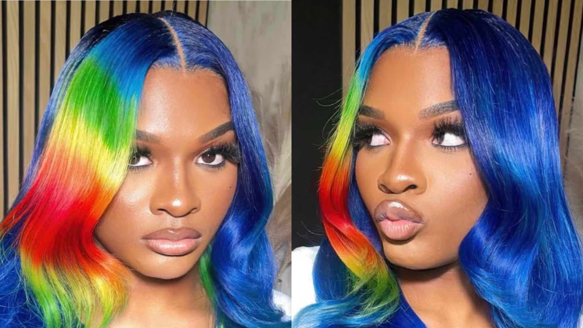 Girlalala with rainbow hair